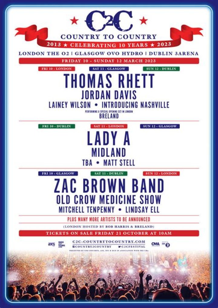 Country 2 Country Festival Announces 2023 Lineup With Thomas Rhett, Lady A, & Zac Brown Band Headlining